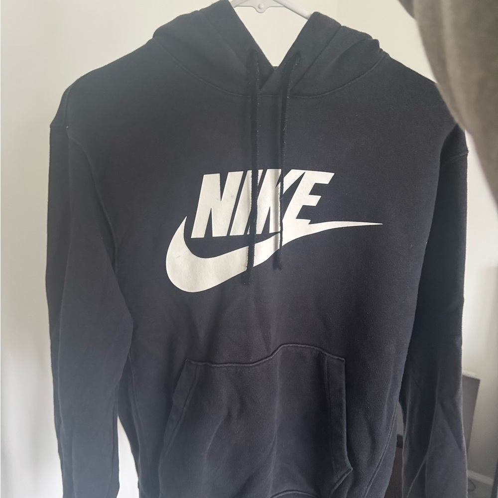 Nike Men's Black Hoodie with White Logo